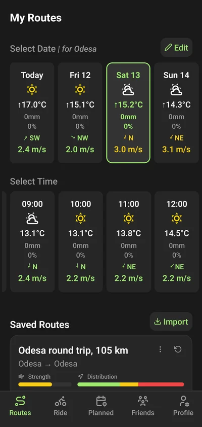 Wind analysis on map