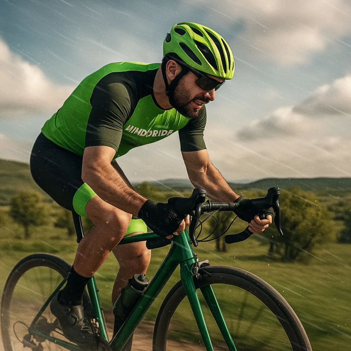 Cyclist riding on scenic route